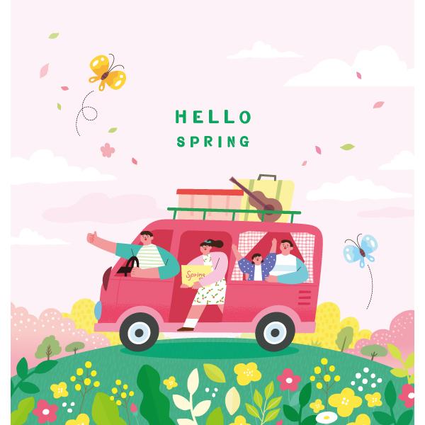 봄배경현수막 캠핑 나비 꽃동산 460-칭찬나라큰나라